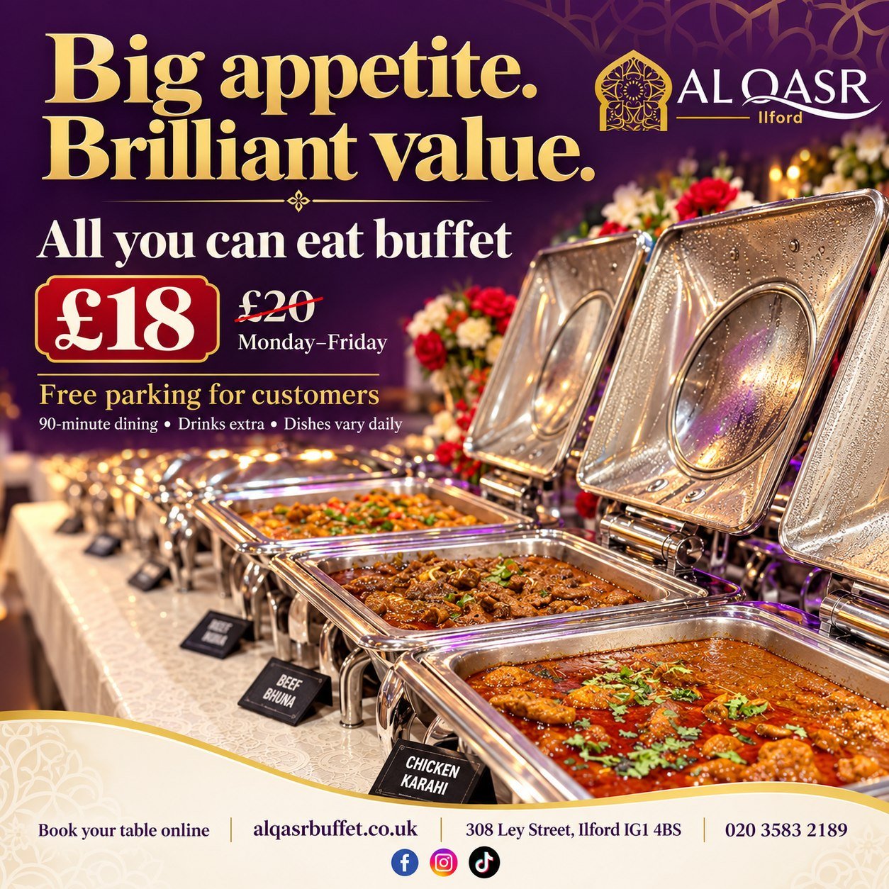 Al Qasr Ilford buffet social offer