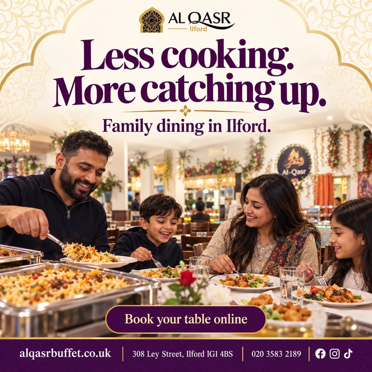 Al Qasr Ilford family dining social post